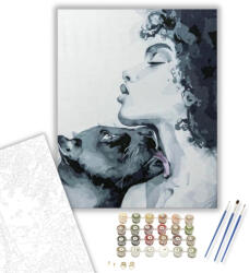  Fekete párduccal - számfestő készlet - 40×50 cm (Keretre feszítve)