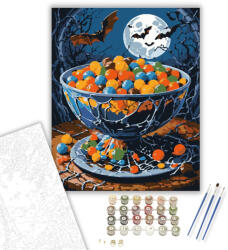  Halloween Cukorka Kavalkád - számfestő készlet - 40×50 cm (Keretre feszítve)