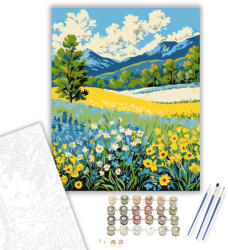  Hegyi Virágok Tánca - számfestő készlet - 40×50 cm (Keretre feszítve)