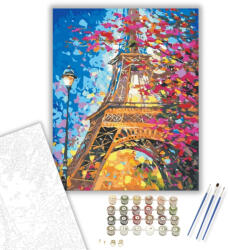 Számfestő Virágos Párizs - számfestő készlet - 40×50 cm (Keretre feszítve) (R-202-40X50-KF)