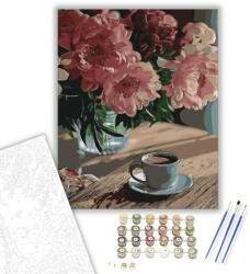  Hangulatos reggeli kávé - számfestő készlet - 40×50 cm (Keretre feszítve)