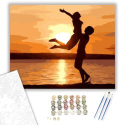 Számfestő Szerelem a Napnyugtában - számfestő készlet - 40×50 cm (Keretre feszítve) (6118-40X50-KF)