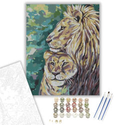  Oroszlán pár - számfestő készlet - 40×50 cm (Keretre feszítve)