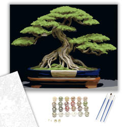  Bonsai Fa Kék Edényben - számfestő készlet - 60×70 cm (Keretre feszítve)