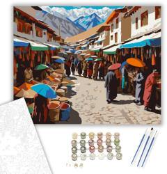 Számfestő Ladakhi Piac Színes Forgatagban - számfestő készlet - 40×50 cm (Keretre feszítve) (crea7036-40X50-KF)