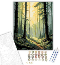  Ködös Erdő Hajnali Fénnyel - számfestő készlet - 40×50 cm (Keretre feszítve)
