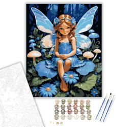  Kék Tündér Virágszirom Trónján - számfestő készlet - 40×50 cm (Keretre feszítve)