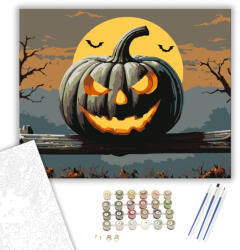  Tökfej a telihold alatt - számfestő készlet - 40×50 cm (Keretre feszítve)