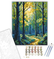  Napfényes Erdő Ösvénye - számfestő készlet - 40×50 cm (Keretre feszítve)