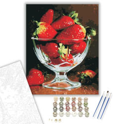  Eper kehely - számfestő készlet - 40×50 cm (Keretre feszítve)