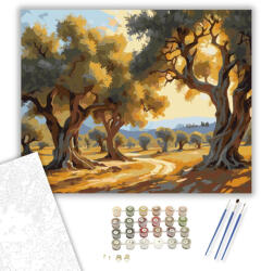  Őszi Olajfa Liget - számfestő készlet - 40×50 cm (Keretre feszítve)