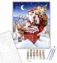  Télapó a háztetőn - számfestő készlet - 40×50 cm (Keretre feszítve)