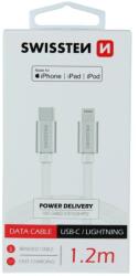 SWISSTEN Cablu de date Swissten textil USB-C / Lightning MFI 12 m Argintiu