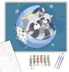 Számfestő Alvó mosómedvék - számfestő készlet - 40×50 cm (Keretre feszítve) (crea547-40X50-KF)