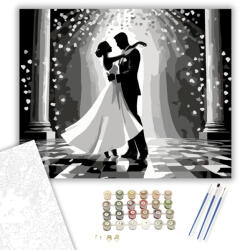 Számfestő Esküvői Első Tánc Rózsaszirmokkal - számfestő készlet - 40×50 cm (Keretre feszítve) (crea6380-40X50-KF)