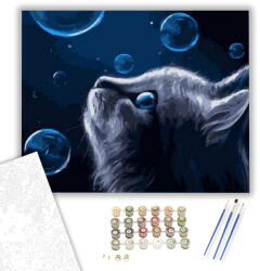 Számfestő Cica és buborékok - számfestő készlet - 40×50 cm (Keretre feszítve) (crea213-40X50-KF)