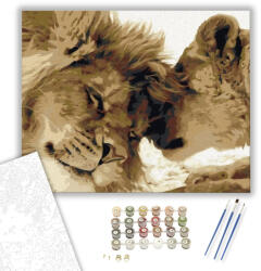 Számfestő Oroszlán Pár - számfestő készlet - 40×50 cm (Keretre feszítve) (ujszam186-40X50-KF)
