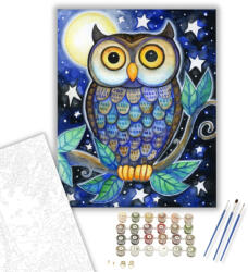  Éjszakai Bagoly - számfestő készlet - 40×50 cm (Keretre feszítve)