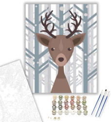 Számfestő Agancsos szarvas - számfestő készlet - 40×50 cm (Keretre feszítve) (crea412-40X50-KF)