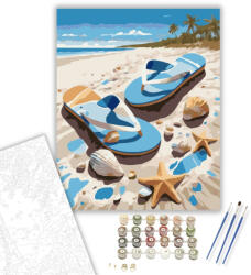  Tengerparti Flip-Flop Nyár - számfestő készlet - 40×50 cm (Keretre feszítve)