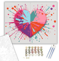  Színpompás Szívrobbanás - számfestő készlet - 40×50 cm (Keretre feszítve)