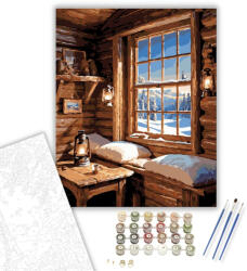  Idilli Havas Házikó - számfestő készlet - 40×50 cm (Keretre feszítve)