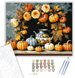  Tökös őszi koszorú - számfestő készlet - 40×50 cm (Keretre feszítve)