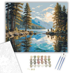  Barátok a Tóparton - számfestő készlet - 40×50 cm (Keretre feszítve)