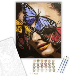 Számfestő Pillangó arc - számfestő készlet - 40×50 cm (Keretre feszítve) (crea541-40X50-KF)