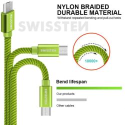 SWISSTEN Cablu de date Swissten textil USB / Micro USB 20 m verde
