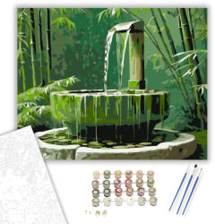 Számfestő Bambusz Vízkút Zen Kertben - számfestő készlet - 40×50 cm (Keretre feszítve) (crea6809-40X50-KF)