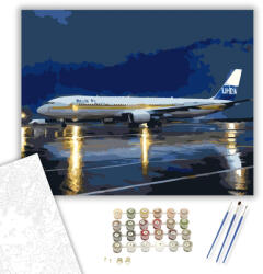 Számfestő Éjszakai Utasszállító a Vizes Aszfalton - számfestő készlet - 40×50 cm (Keretre feszítve) (crea7129-40X50-KF)