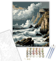Számfestő Viharos Tenger és Sziklás Part - számfestő készlet - 40×50 cm (Keretre feszítve) (crea5608-40X50-KF)