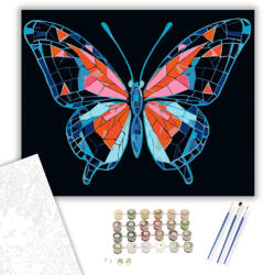  Geometrikus Pillangó Neon Színekben - számfestő készlet - 40×50 cm (Keretre feszítve)