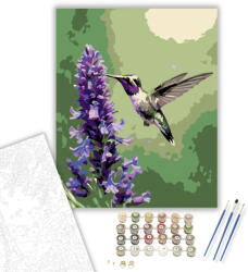 Kolibri a Levendulánál - számfestő készlet - 40×50 cm (Keretre feszítve)