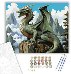  Hegyi Sárkány a Felhők Felett - számfestő készlet - 40×50 cm (Keretre feszítve)