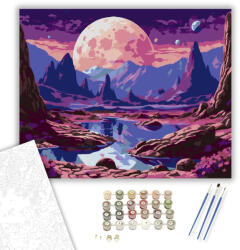  Háromholdas Idegen Táj - számfestő készlet - 40×50 cm (Keretre feszítve)