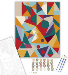  Színes Geometrikus Minták - számfestő készlet - 40×50 cm (Keretre feszítve)