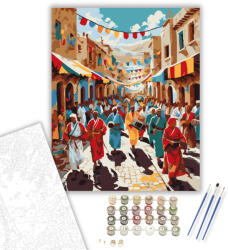 Berber Utcai Fesztivál - számfestő készlet - 40×50 cm (Keretre feszítve)
