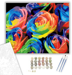 Számfestő Színes Rózsák - számfestő készlet - 40×50 cm (Keretre feszítve) (6299-40X50-KF)