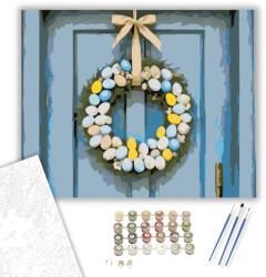  Húsvéti Koszorú Festett Tojásokkal - számfestő készlet - 40×50 cm (Keretre feszítve)