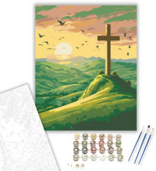  Kereszt a Hajnalban - számfestő készlet - 40×50 cm (Keretre feszítve)