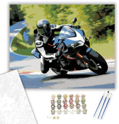  Fekete Sportmotor a Hegyi Kanyarban - számfestő készlet - 40×50 cm (Keretre feszítve)