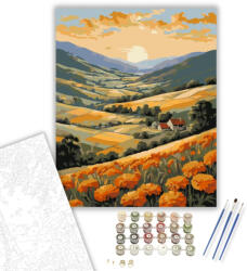  Naplemente a Búzamezős Völgy Felett - számfestő készlet - 40×50 cm (Keretre feszítve)