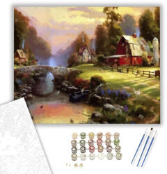  Erdei falu - számfestő készlet - 40×50 cm (Keretre feszítve)