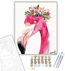  Flamingo Fej - számfestő készlet - 40×50 cm (Keretre feszítve)
