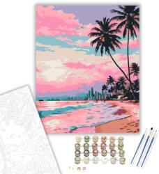  Miami Beach Naplemente - számfestő készlet - 40×50 cm (Keretre feszítve)