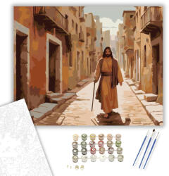  Jézus Úton a Tanítványaihoz - számfestő készlet - 40×50 cm (Keretre feszítve)