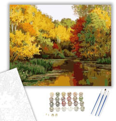 Számfestő Folyó az erdőben - számfestő készlet - 40×50 cm (Keretre feszítve) (crea1107-40X50-KF)