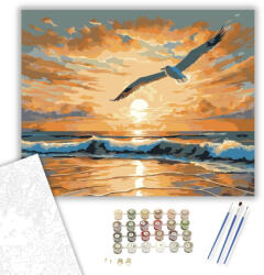  Aranyló Napkelte a Tengeren - számfestő készlet - 40×50 cm (Keretre feszítve)